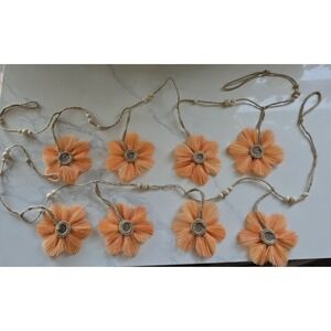 Creative Co-op Boho Orange Raffia Jute And Wood Beads Garland Set Of Two New